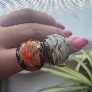 Beautiful flower glass rings